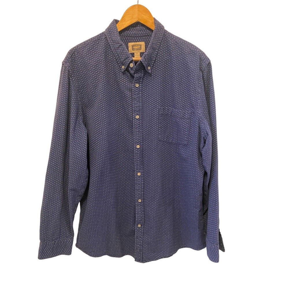 Foundry Supply Shirt Mens XLT Blue Long Sleeve Button Up